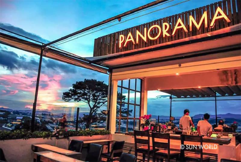 Panorama cafe Hòn Thơm tuyệt đẹp trong cảnh hoàng hôn (Nguồn: Sun World)