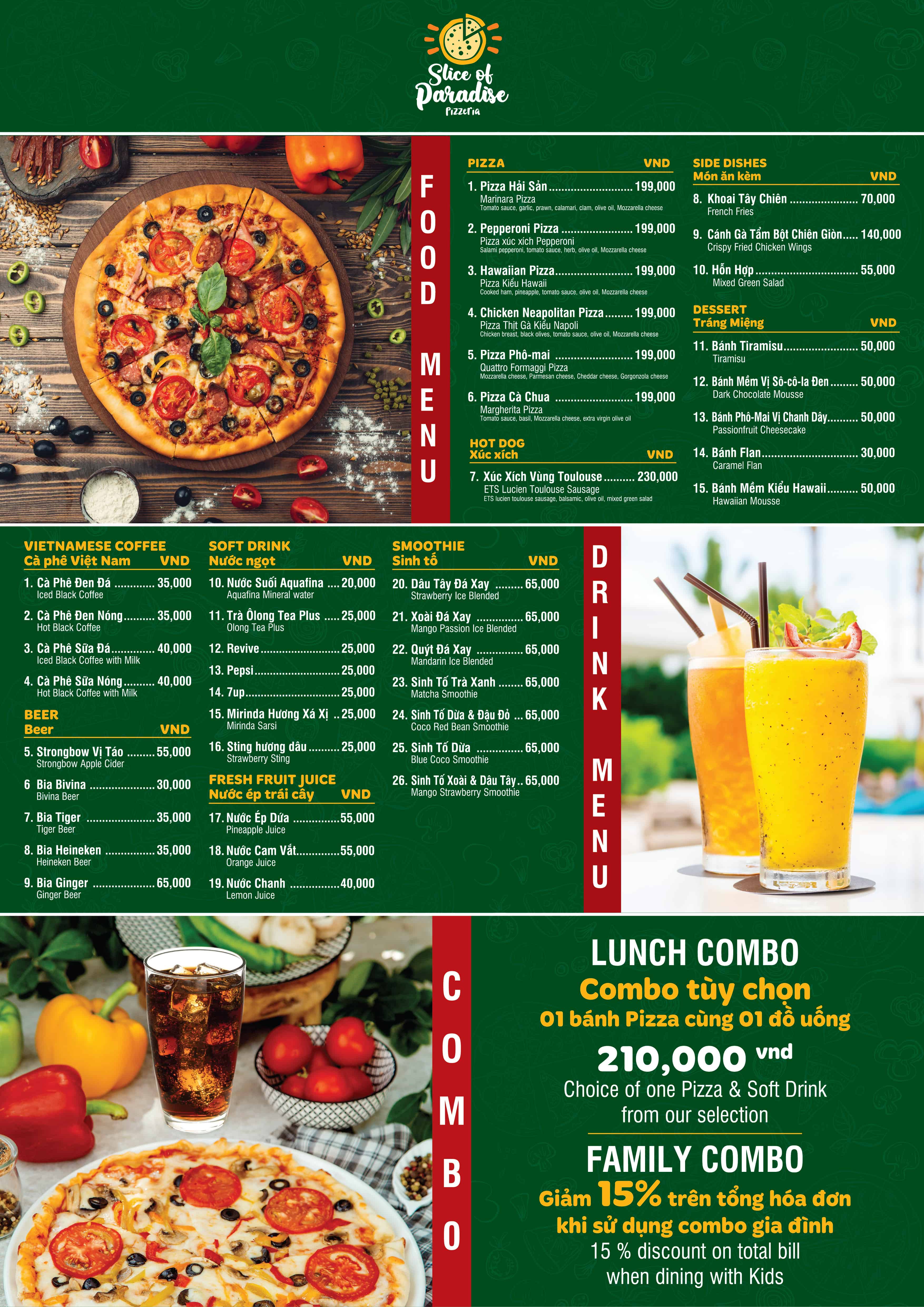 Slice of Paradise Restaurant Menu