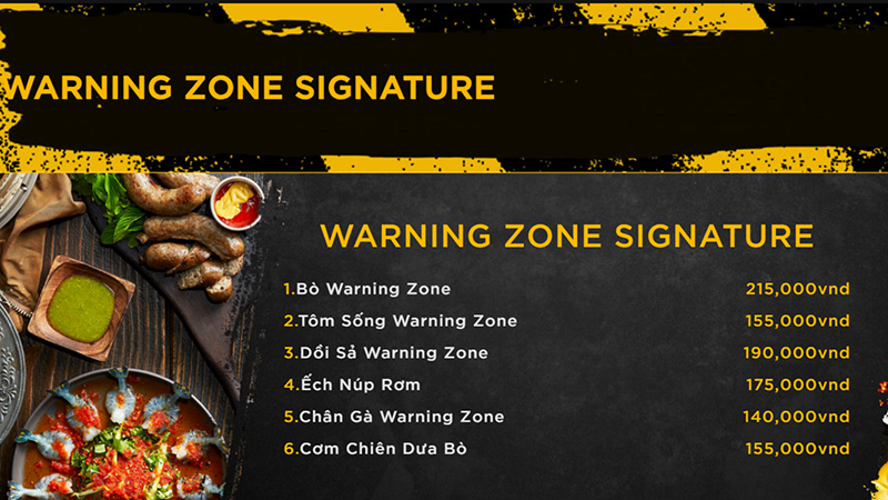 Menu Warning Zone