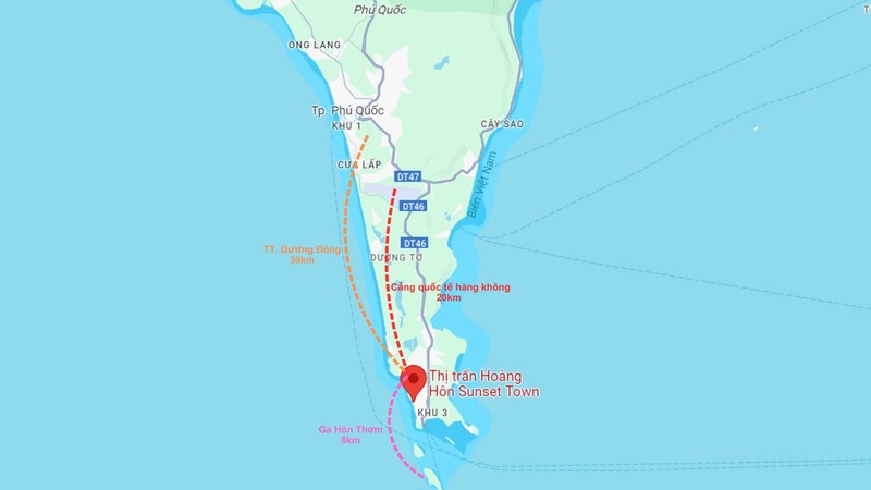 Thị trấn Hoàng Hôn nằm phía Tây Nam đảo Phú Quốc 