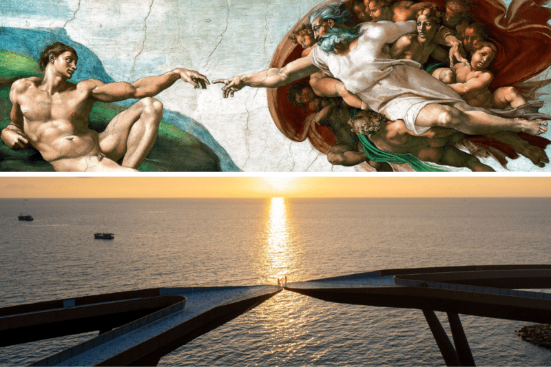 Lấy cảm hứng từ bức họa “Chúa tạo ra Adam, Cầu Hôn là biểu tượng tôn vinh sự kết nối